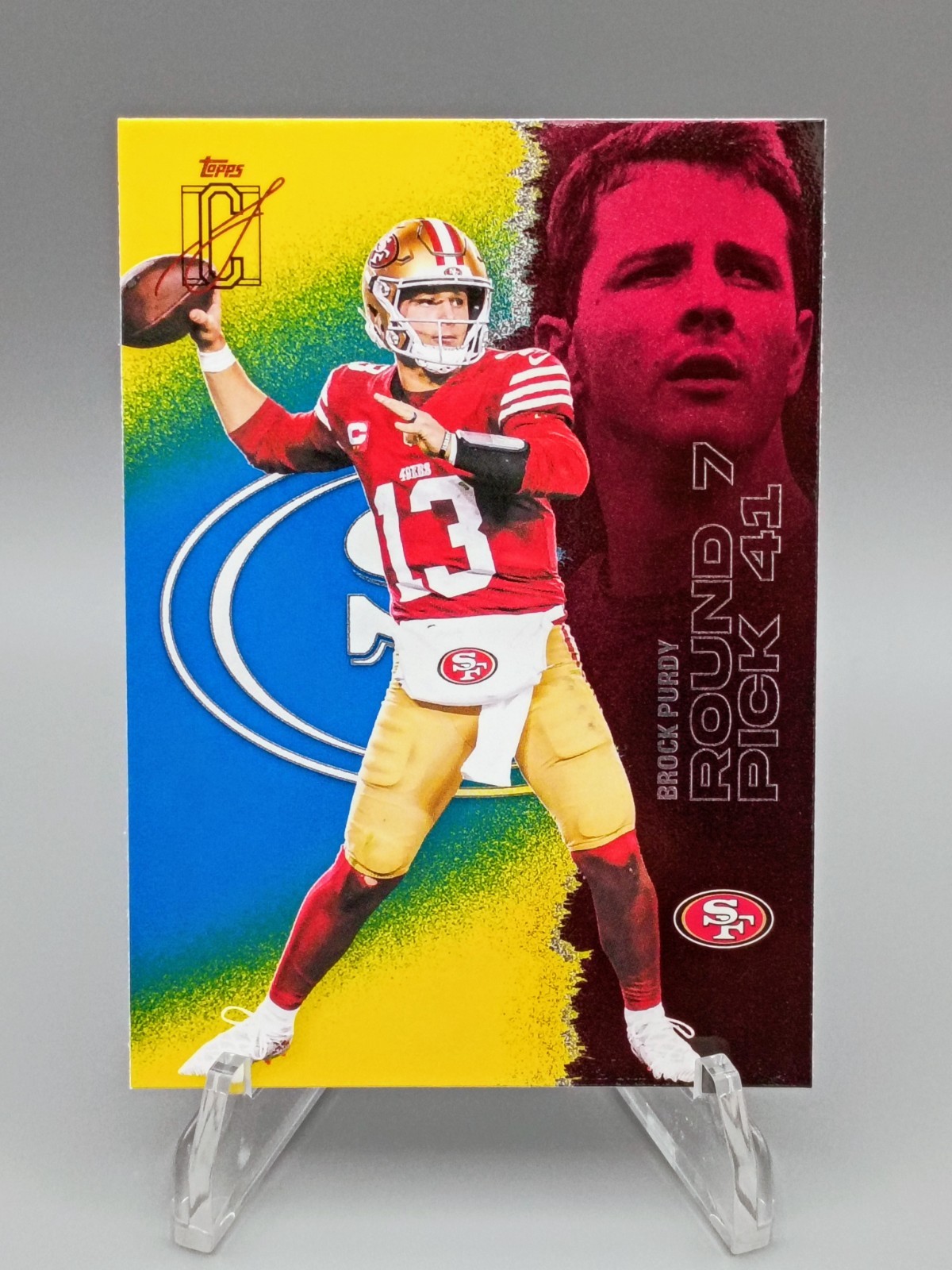 Brock Purdy #48 Blue and Yellow Parallel 2025 Topps Signature Class 49ers