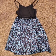 Womens Shein Black And Blue Floral Dress Size L
