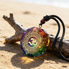 Natural Orgonite Crystal Pendant 7 Chakra Balance Talisman Amulet Necklace