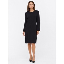 St. John Womens Black Long Sleeve Knit Sheath Dress Size 14 Capsule Wardrobe