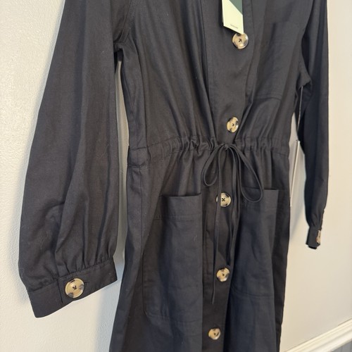 Tuckernuck Black Crosby Dress - Sz XL - Long Sleeve Cinch Waist Button Front NWT - Bild 8 von 11