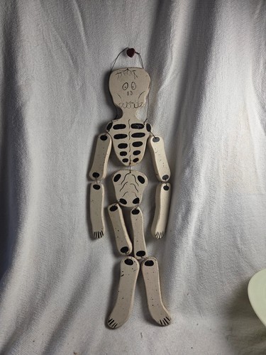 Wooden Jointed Skeleton Halloween Hanging Wall Decoration Rustic