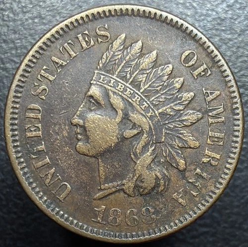 1868 Indian Head Cent Penny 1c SEMI KEY DATE Choice Original XF Full LIBERTY
