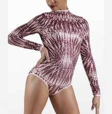 Weissman Elite Competition Starburst Sequins Leotard Pink Open Back Adult Size M