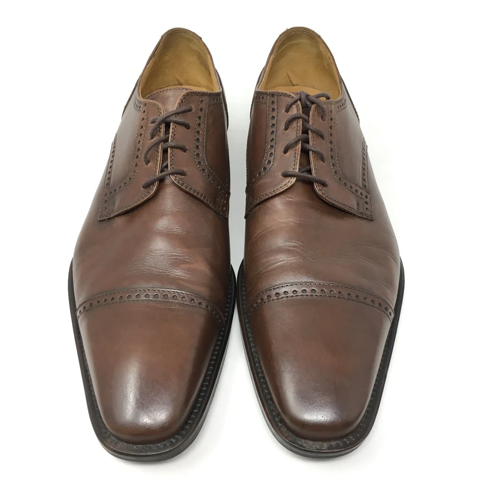 Zapatos de vestir John W Nordstrom Oxfords para hombre talla 10 cuero marrón puntera Italia Foto 4 de 4