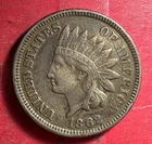 1862 US Copper Nickel Indian Head Cent! VF! Civil War Days! Old US Coin!