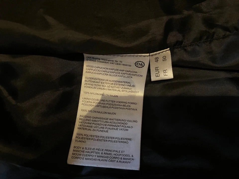 C&A Yessica Steppmantel Lack Rot wattiert Größe 48 Wintermantel Kapuze - Bild 4 von 4