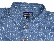 Mens Patagonia Back Step Short Sleeve Shirt #53139 Hemp & Organic Cotton Sz XL