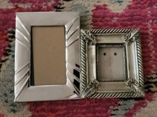 2 silvertone antique reproduction tiny picture frames photo frame dollhouse mini