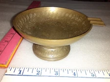 Vintage Brass Etched 2 Piece Ashtray 5"