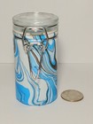 Handmade Marbled Glass Stash Jar w/ Clamp Lid for Crafting, Spices, Herbs, etc.
