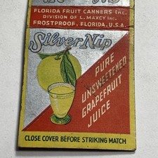 Matchbook Cover Silver Nip, Grapefruit Juice Frostproof Florida