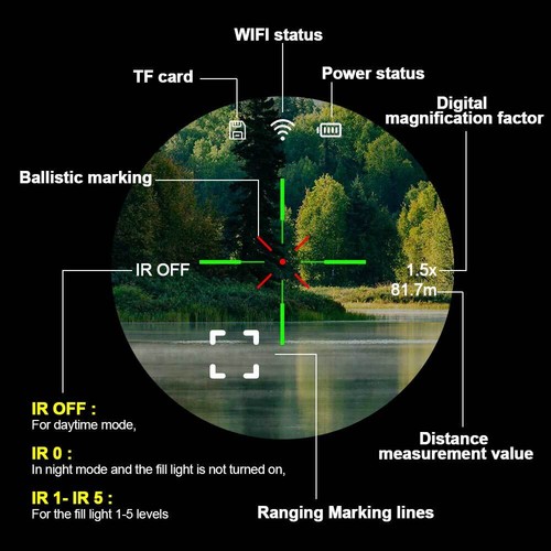 Wifi Digital Night Vision Scope with Laser Rangefinder and Ballistic Calculator - Picture 10 of 23