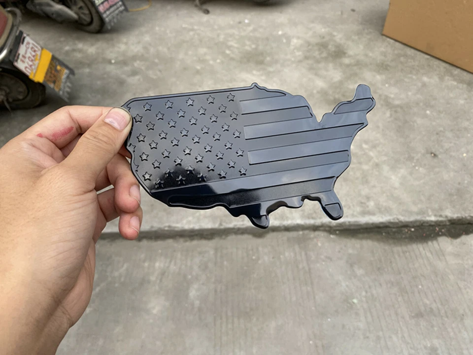 3D Metal Car Sticker American Map Flag Emblem Badge Decal Decor Accessories — 第 3/4 张图片