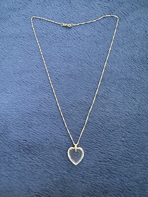 Sterling Silver Twisted Rope Chain W/Glass/ Crystal Heart Pendant Necklace 18 