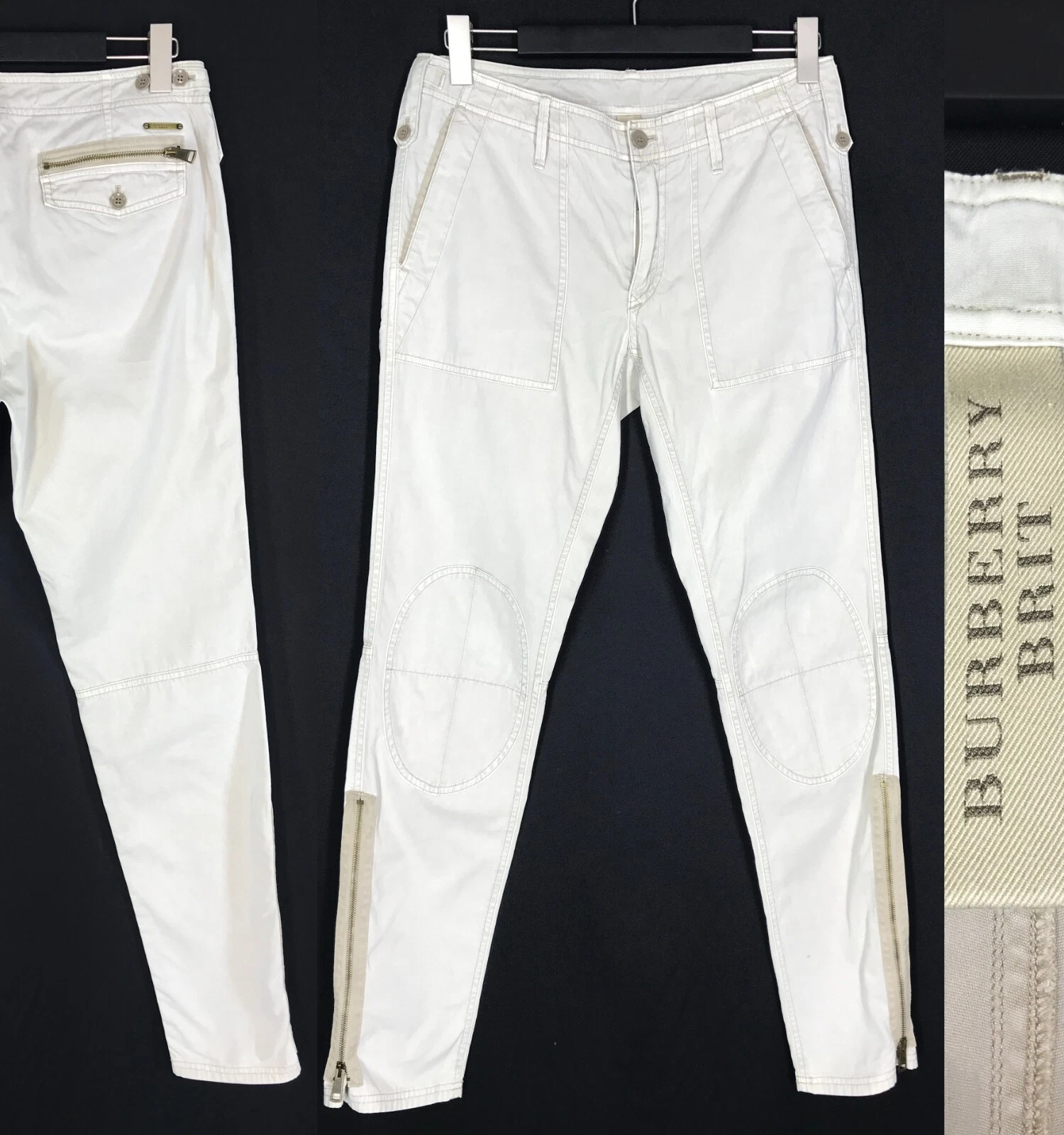 Pantaloni da jogger da uomo Burberry Brit grigio chiaro pantaloni affusolati cerniera taglia 32 R
