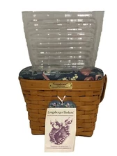Longaberger 1996 Heart Of Dresden Tour Basket with Floral Lid, Charm and Grip