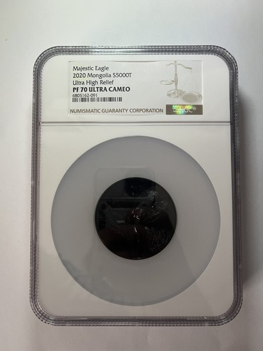 2020 Mongolia 5000T Majestic Eagle 5oz .999 Silver BlackProof Coin NGC PF70