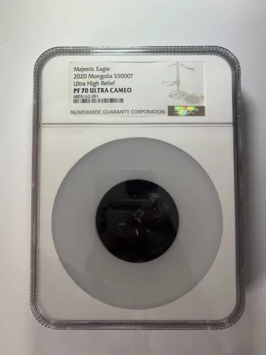 2020 Mongolia 5000T Majestic Eagle 5oz .999 Silver BlackProof Coin NGC PF70