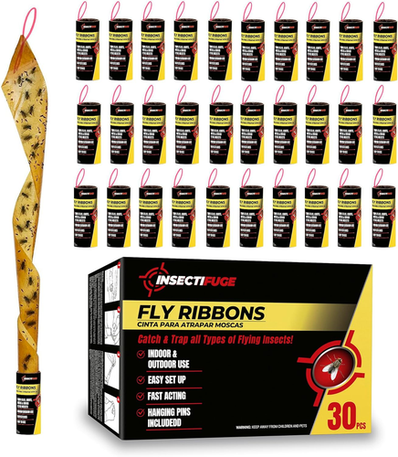 30Pcs Fly Strips Indoor Sticky Hanging with Pins - Fast Acting Fly Paper Indoor
