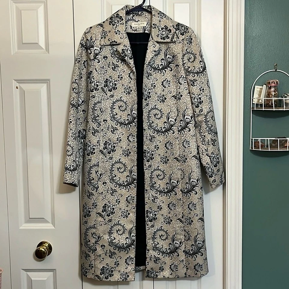 Blazer Abrigo Chaqueta Amanda Smith Paisley Bordado Dorado Negro Largo Trench 8 Foto 2 de 4