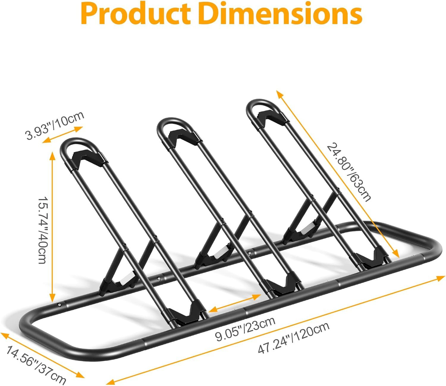 3-Bike Floor Rack for Garage & Outdoor - Ideal for Mountain, Road & Kids Bikes