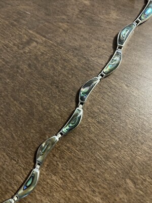 Irisierendes Perlmutt 925 Sterling Silber Armband - reagiert mit Licht