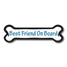 Best Friend on Board Dog Bone Car Magnet - 2x7" Blue Dog Bone Auto Truck Decal