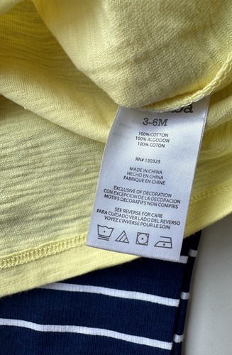 NWT Absorba Baby Boy Two Piece Yellow Blue Whale T-Shirt Striped Pant Set 3-6M - Picture 6 of 7
