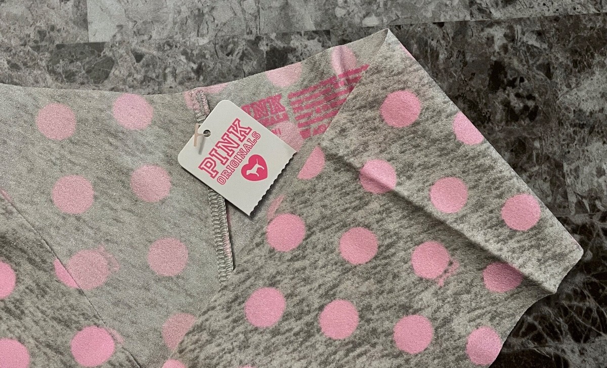 NWT VICTORIA'S SECRET PINK ORIGINALS GRAY POLKA DOT NO SHOW