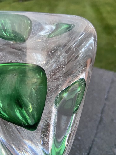 Adam Jablonski signed Poland art glass candle holder green & Amber 11.5" tall - Picture 15 of 17
