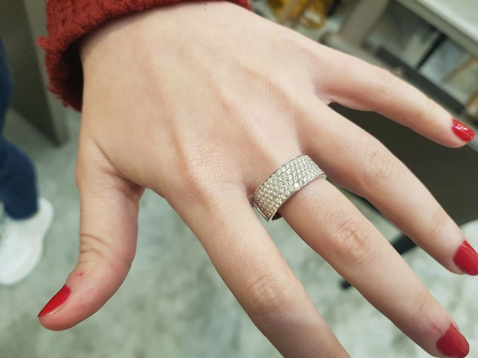 Bague en or blanc 18 carats diamants G VS 1.75 carats 8.08 grammes - Photo 2/4