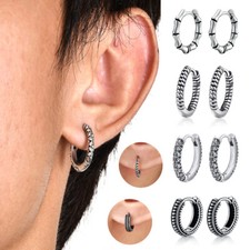 Men Women Stainless Steel Small Huggie Earrings Cartilage Lip Piercing Nose-Hoop