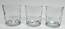 Pasabahce vintage Circle Dot Old Fashion rocks whiskey glasses 4" Set 3 Turkey