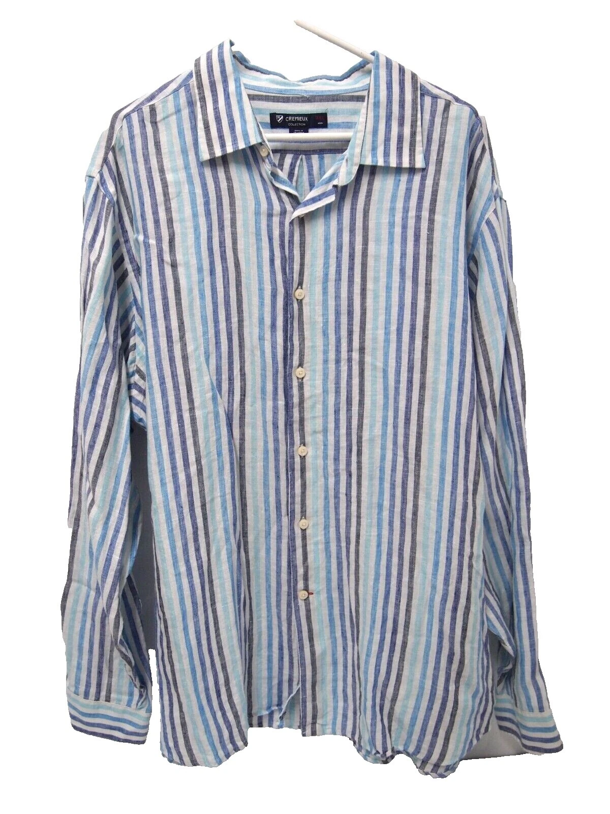 Camisas para hombre Daniel Cremieux informales de lino a rayas con botones