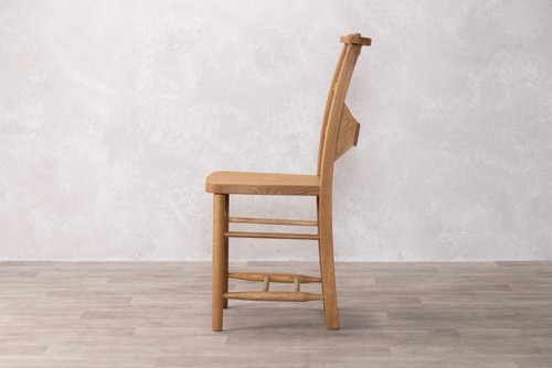 SOLID OAK CHAPEL CHAIR HORIZONTAL SLAT RUSTIC FARMHOUSE DINING CHAIR - Picture 4 of 14