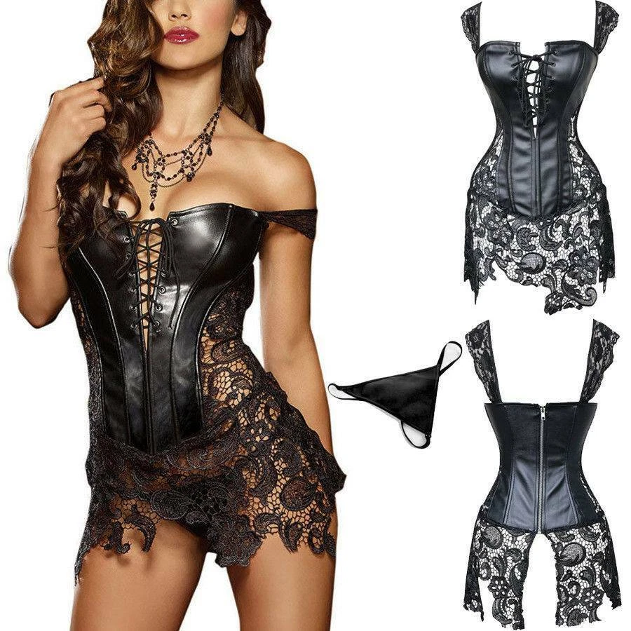 Nuevo Sexy Lencería Vasca con Cordones Mujeres Corsé Top Bustier Steampunk Gótico S-6X Foto 4 de 4