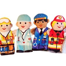 Melissa And Doug Career Hand Puppets Lot of 4 Policeman Doctor Firefighter