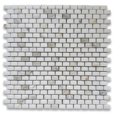 G60XP Calacatta Gold Calcutta Marble Mini Brick Subway Mosaic Tile Polished
