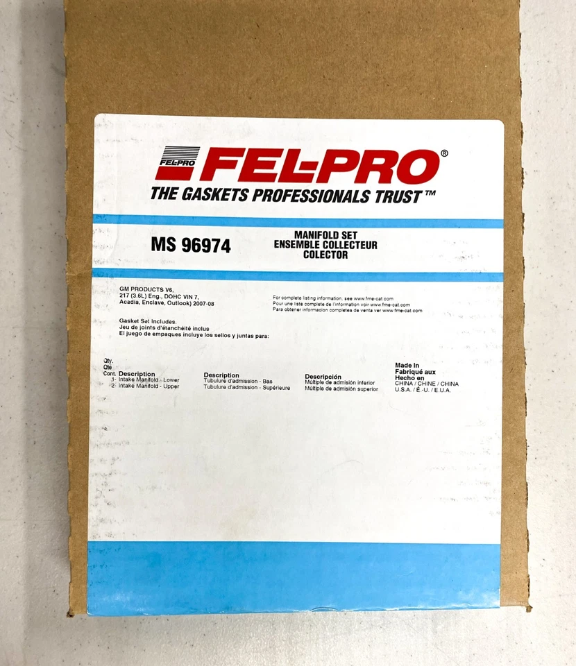 Junta colector admisión motor CARQUEST/Fel-Pro MS96974 Buick GMC Saturn varios Foto 3 de 4