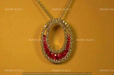 Real 925 Sterling Silver 2 CT Round Cut Lab-Created Ruby Halo Pendant Necklaces