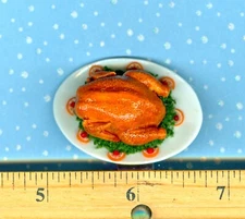 Dollhouse Miniature Size Turkey on a Glass Platter