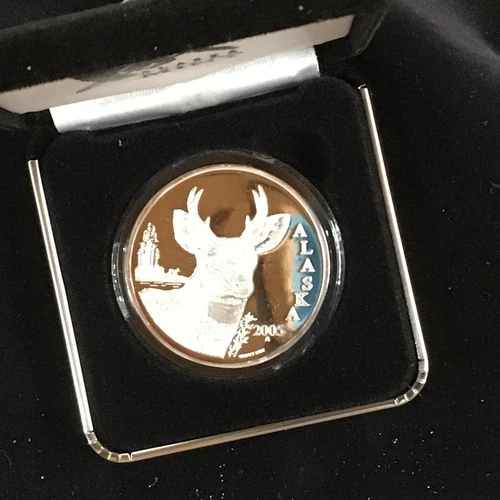 2005 Alaska Mint Sitka Deer Medallion Proof Silver Art Medal      E9622