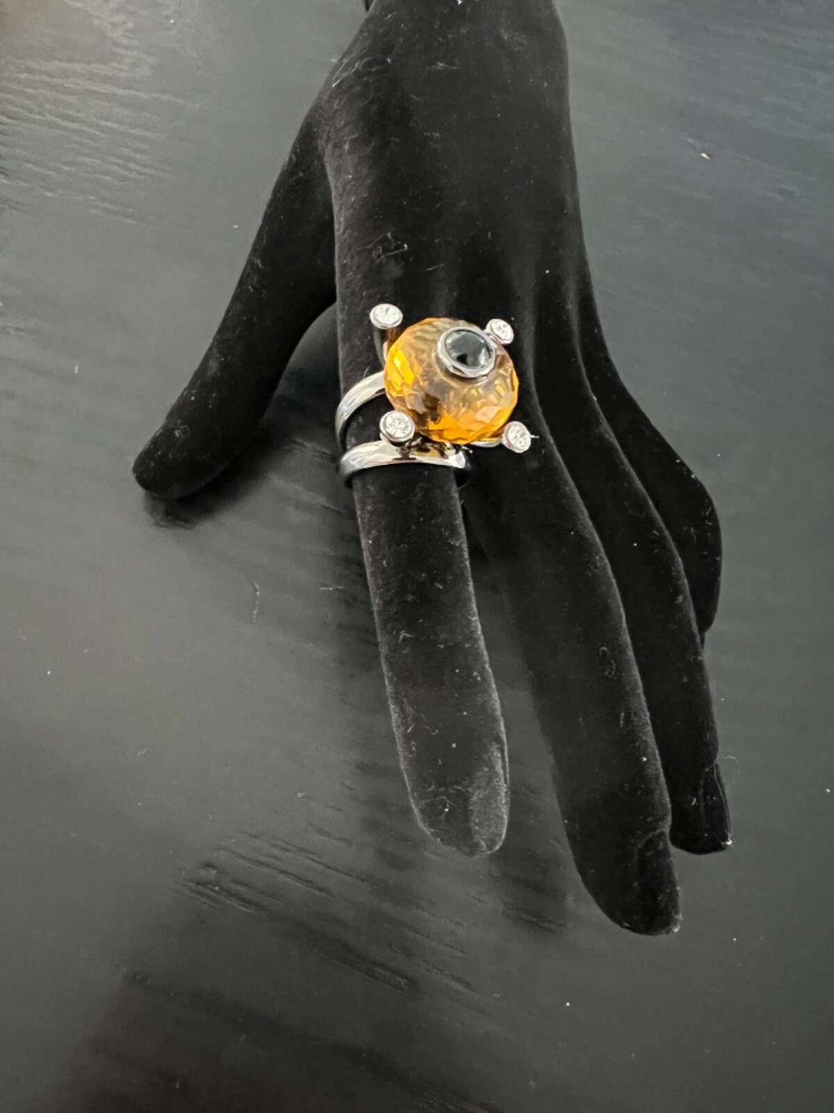 IMAN Global Chic Statement Ring Size 7 Citrine Be… - image 4