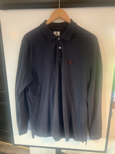 Lyle & Scott, Vintage LYLE & SCOTT Polo shirt men’s long sleeve shirts navy large cotton vest