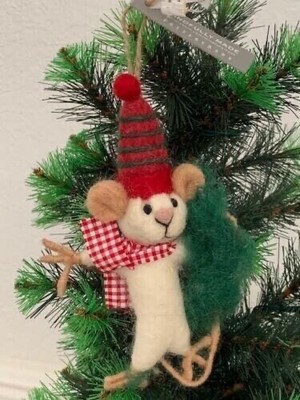 Pottery Barn Felt Ornament Mouse with Christmas Tree