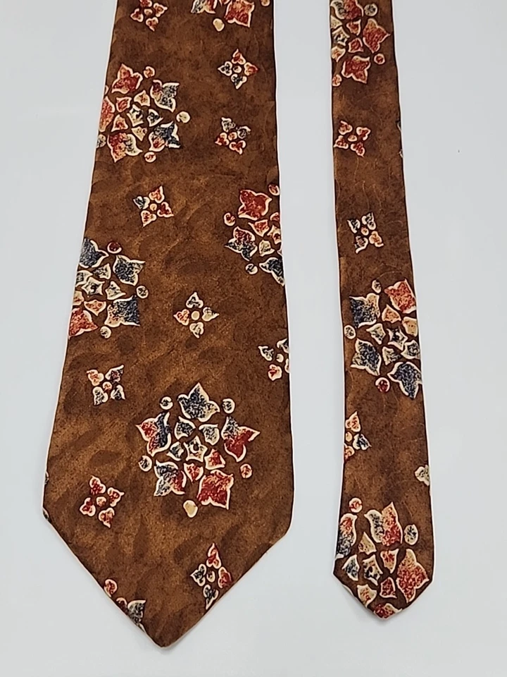 Corbata Liberty of London Marrón Estampado Floral Archivo 100% Seda EE. UU. 3,5x57 Foto 3 de 4