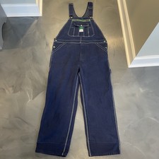 VTG Liberty Mens Dark Wash Denim Cargo Carpenter Overalls Bibs 40x30 Workwear