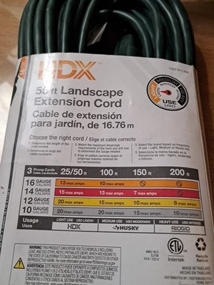 HDX 55ft. 16/3 Landscape 16 Gauge, 3-Wire Extension Cord, Green, 125-V