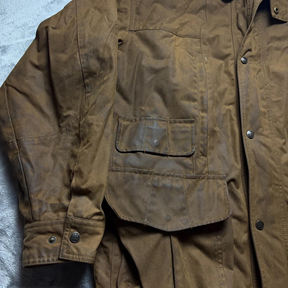 Chaqueta de Campo Beretta De Colección Encerada Para Hombres 2XL Marrón Acolchada Forrada A Presión Cremallera Completa Foto 2 de 4